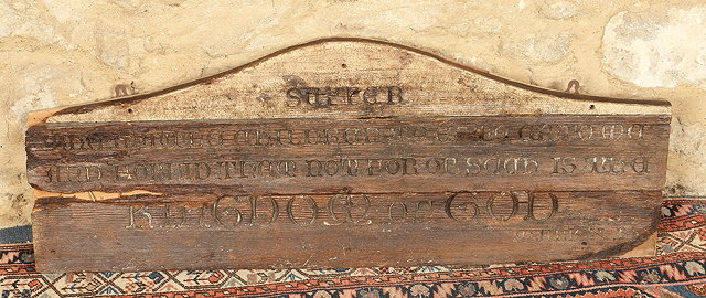 Appraisal: A TH CENTURY ENGLISH ECCLESIASTICAL PLAQUE with carved Biblical quotation