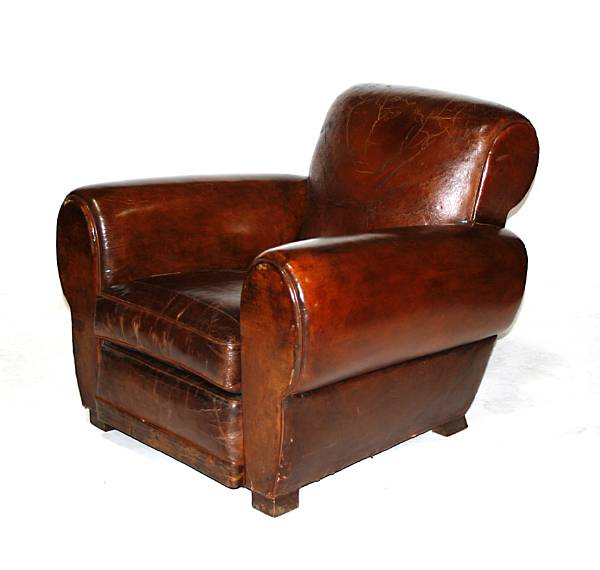 Appraisal: A French Art Deco leather club chair second quarter th