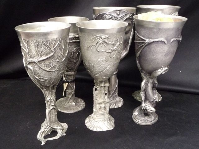 Appraisal: A set of six Lord of the Rings goblets Marked