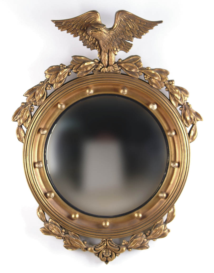 Appraisal: EAGLE DECORATED CONVEX MIRROR Round mirror frame decorated with a