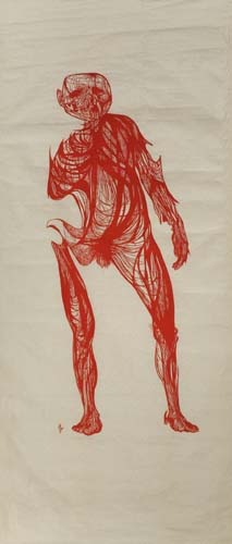 Appraisal: LEONARD BASKIN Hydrogen Man Woodcut printed in red on Japan