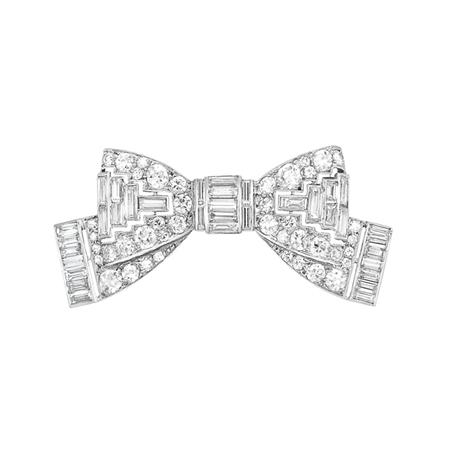 Appraisal: Art Deco Diamond Bow Brooch Cartier Estimate -