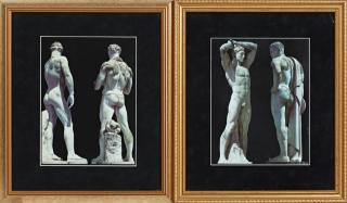 Appraisal: Nude Male Statuary th c pair of prints prese Nude