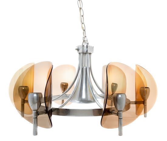 Appraisal: Sale Lot A Chrome and Acrylic Six-Light Chandelier in the