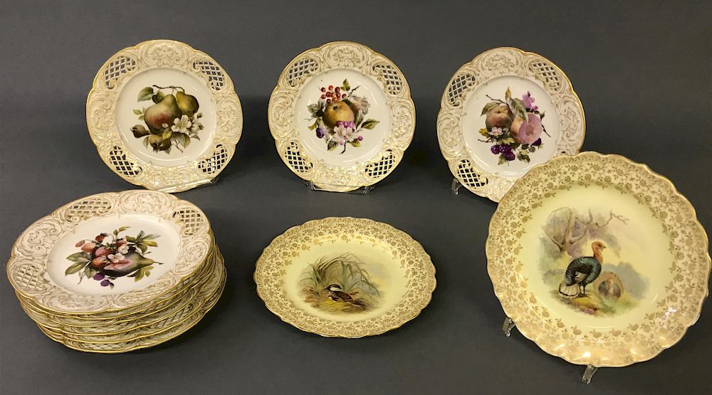 Appraisal: K P M German Porcelain Fruit Plates Etc Set of