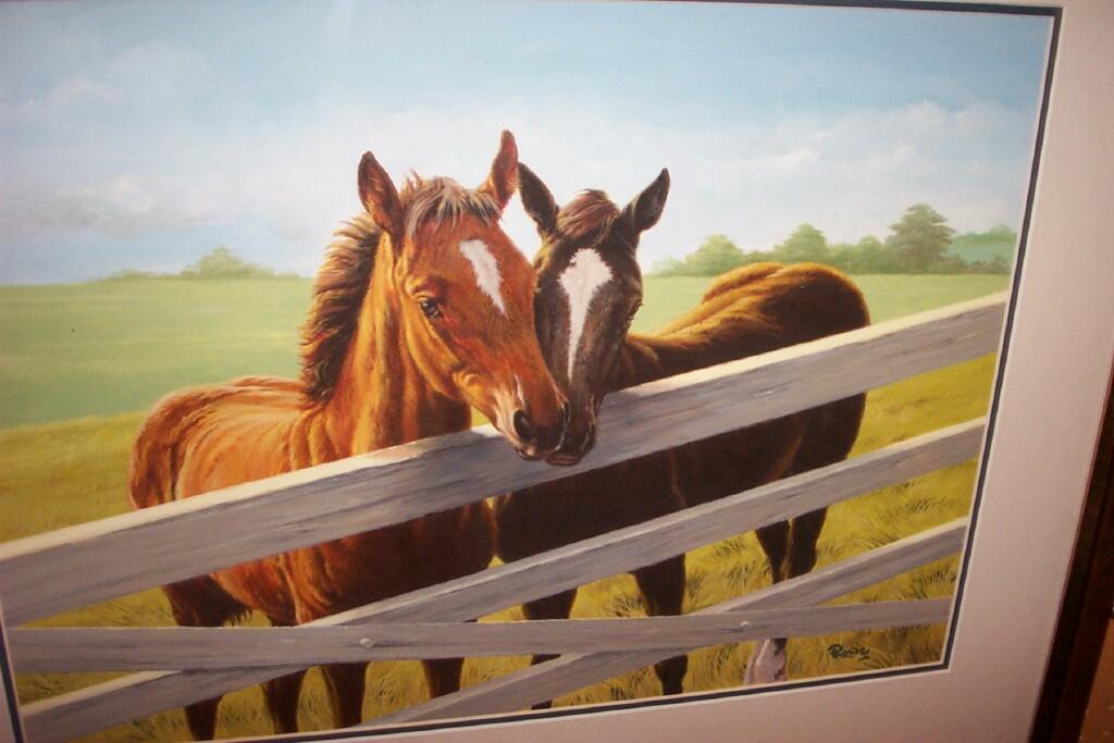 Appraisal: A gouache study of a pair of foals looking over