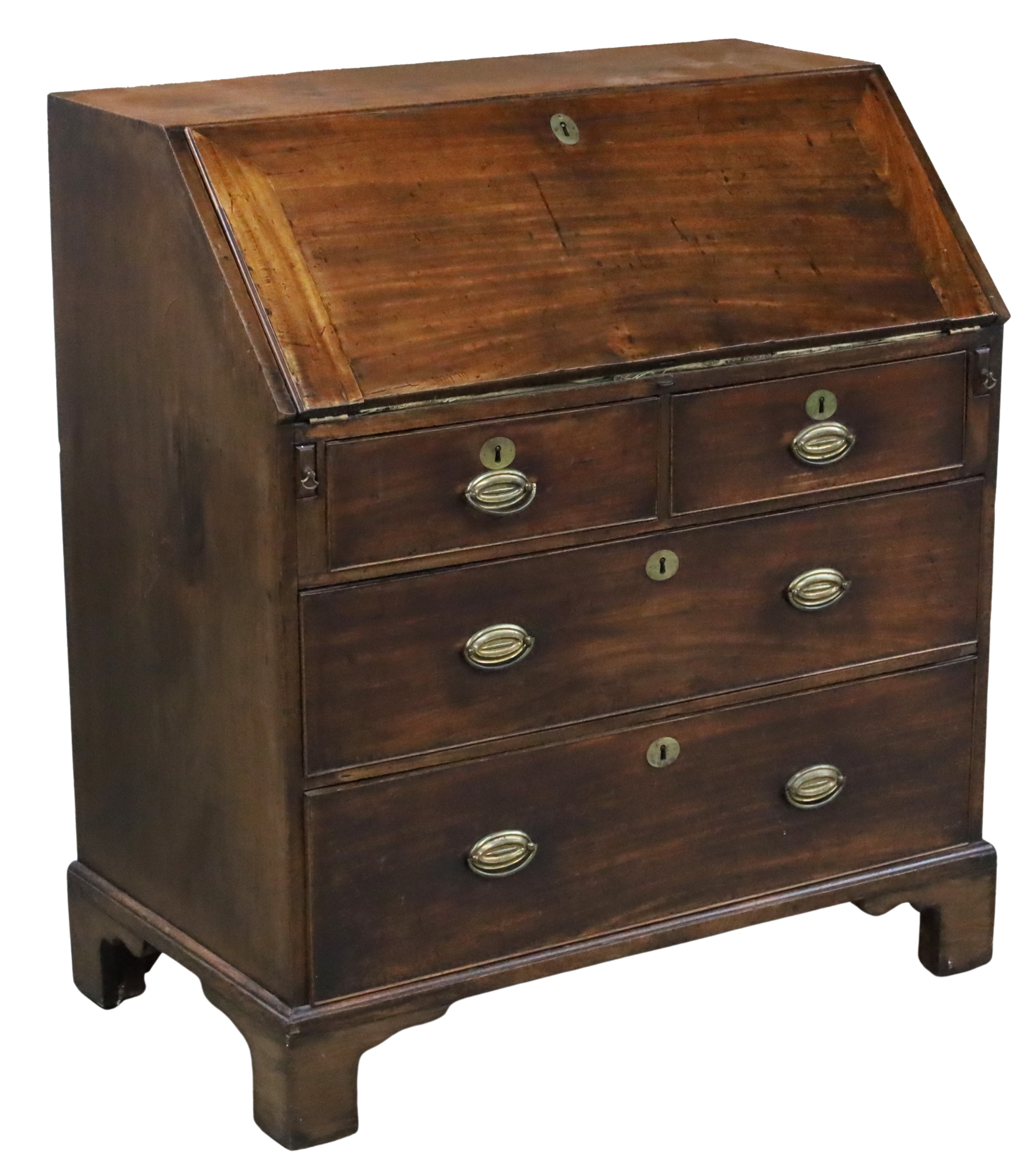 Appraisal: TH C ENGLISH SLANT FRONT BUREAU English Georgian mahogany slant