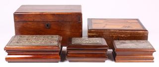 Appraisal: lot of box group consisting of an English tea caddy