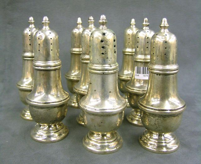 Appraisal: Set of eight sterling silver salt and pepper shakers