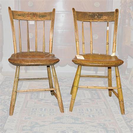 Appraisal: Set of Six Painted and Decorated Bamboo Turned Windsor Chairs