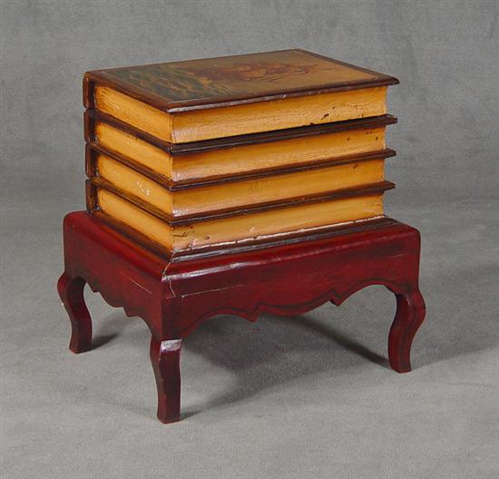 Appraisal: Faux-Book End Table Late th Century Four stacked volumes with