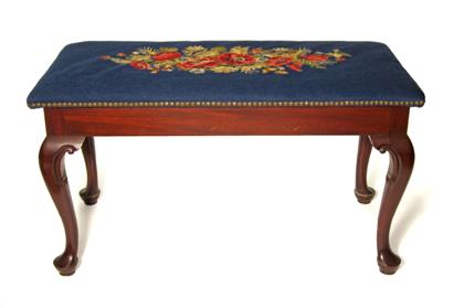 Appraisal: Queen Anne style mahogany piano bench th century