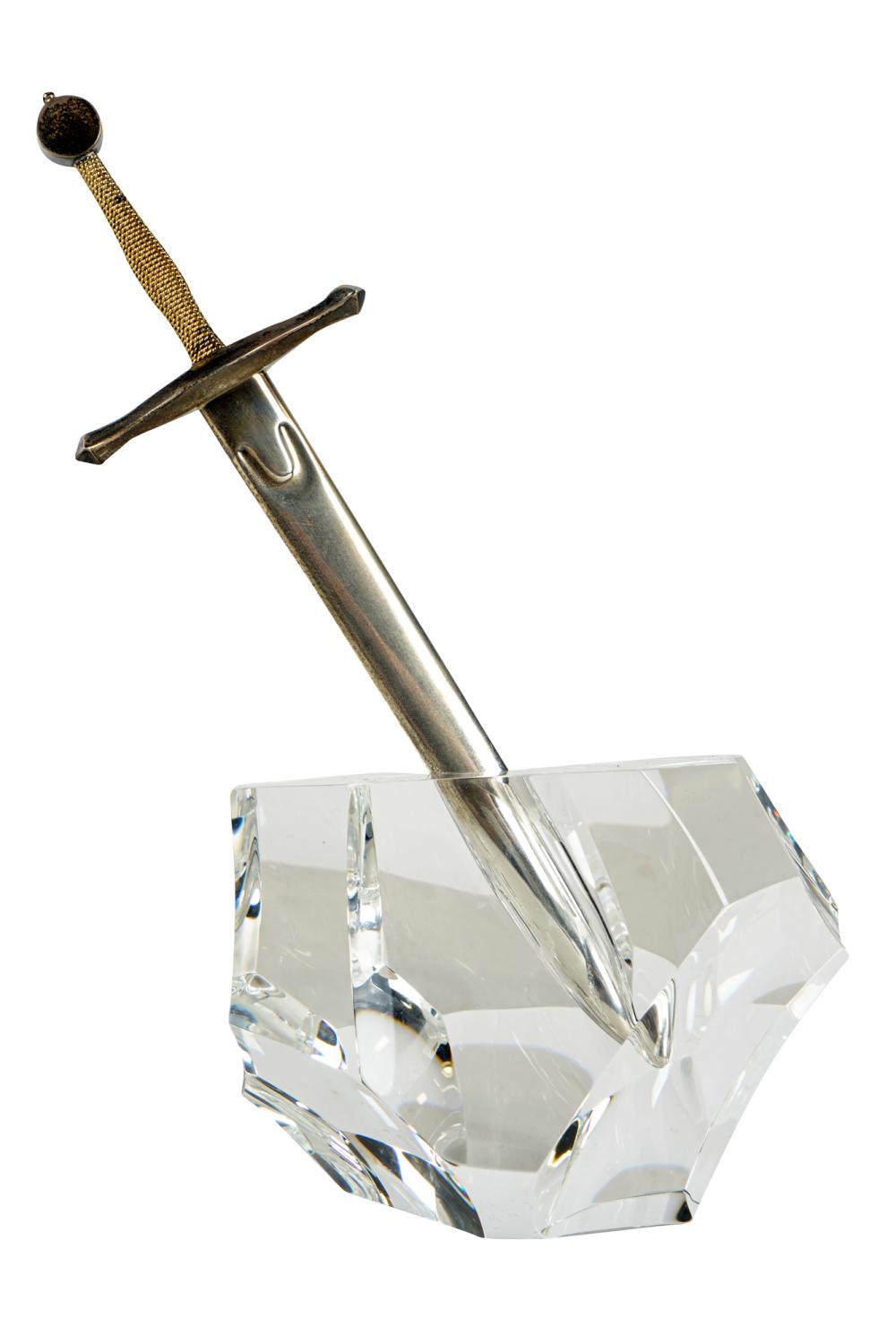 Appraisal: STEUBEN EXCALIBUR GLASS SILVER LETTER OPENERsterling silver sword-form letter opener