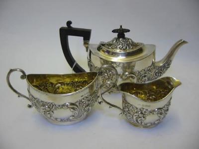 Appraisal: AN EDWARDIAN BACHELORS THREE PIECE TEA SERVICE maker Fattorini Sons