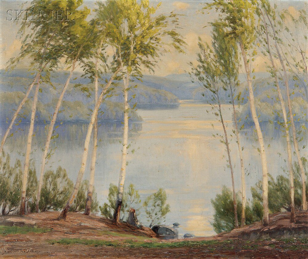 Appraisal: Gustave Adolph Wiegand American - Springtime in the Birches Otter