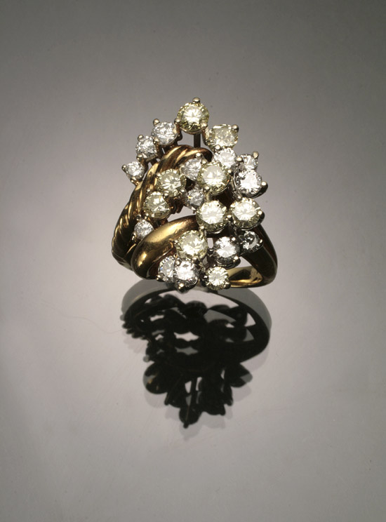 Appraisal: -Karat Yellow-Gold and Fancy-Colored Diamond Dinner Ring Set with twenty-three