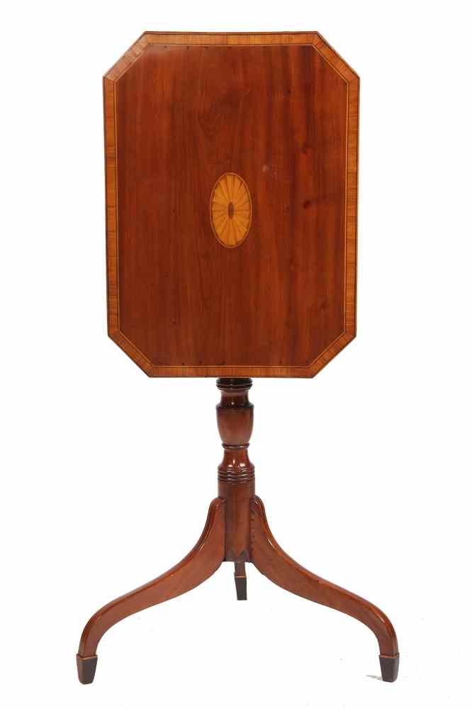 Appraisal: HEPPLEWHITE CANDLE STAND - Period Hepplewhite Mahogany Tilt-Top Stand New