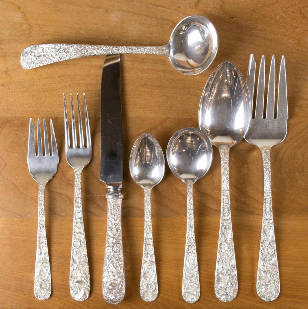 Appraisal: S KIRK SON REPOUSSE STERLING SILVER FLATWARE SET pieces comprised