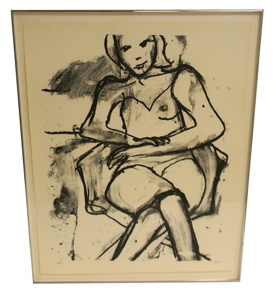 Appraisal: Richard Diebenkorn American - Seated Woman with Hands Crossed lithograph