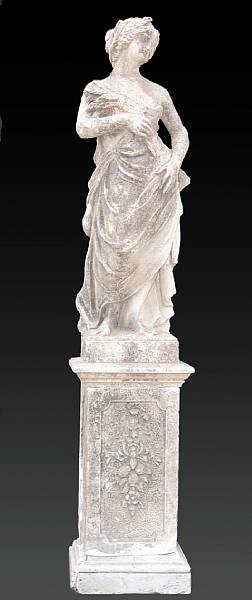 Appraisal: A limestone figure emblematic of summer on pedestal late th