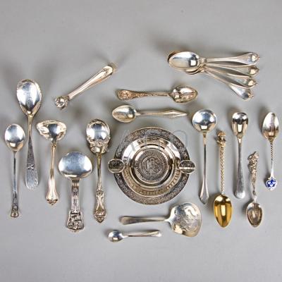 Appraisal: SILVER UTENSILS AND SOUVENIRS th- th C American and foreign