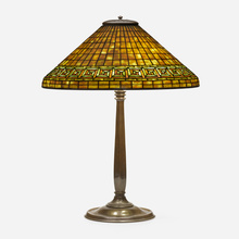 Appraisal: Tiffany Studios GREEK KEY TABLE LAMP USA c leaded glass