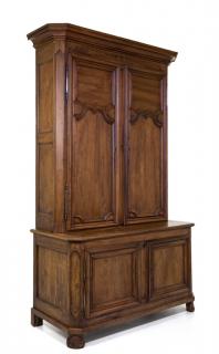 Appraisal: A LARGE FRENCH PROVINCIAL WALNUT BLIND DOOR BOOKCASE A LARGE