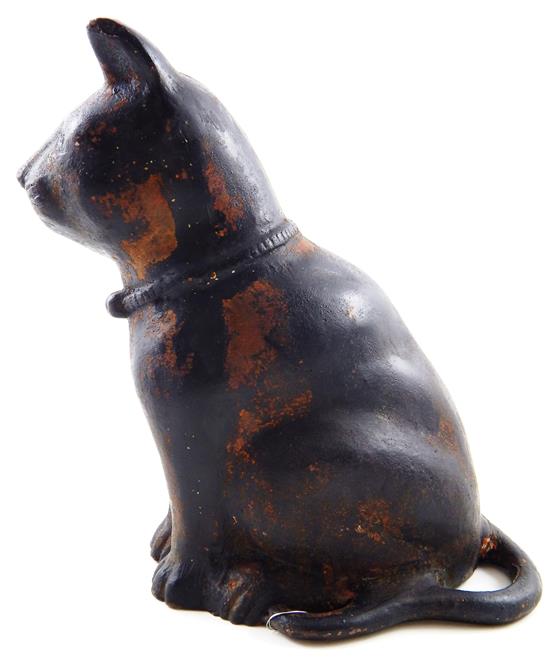 Appraisal: Cast iron cat figure large doorstop painted black unmarked seated