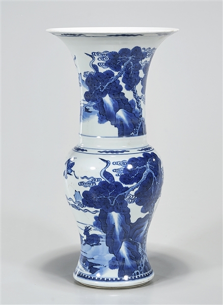 Appraisal: Chinese blue and white porcelain gu-form vase with trees and