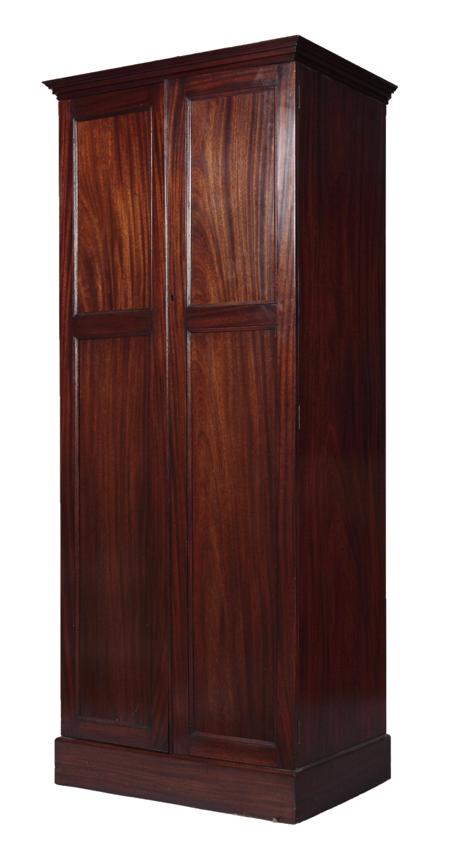 Appraisal: An Edwardian Georgian style mahogany two door wardrobe the moulded