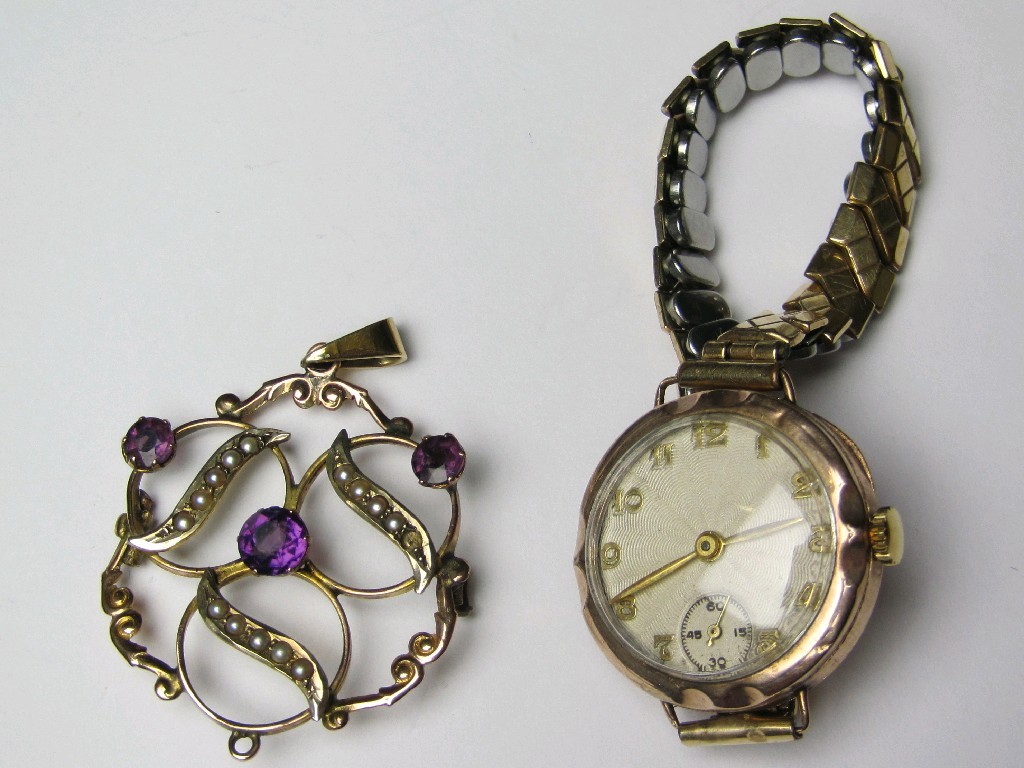 Appraisal: Lot comprising Edwardian ct gold amethyst and seed pearl set