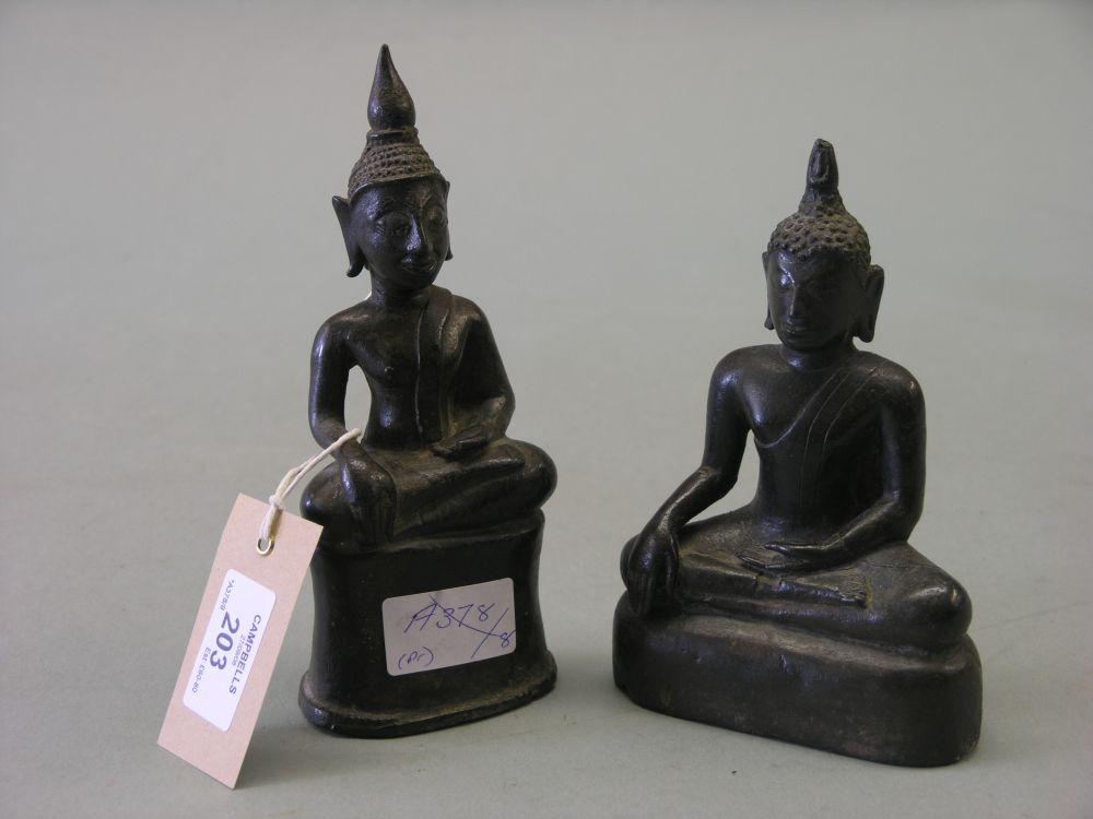 Appraisal: Two th century Tibetan cast bronze buddhas tallest in