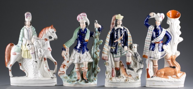 Appraisal: Four Pieces of Early Staffordshire Including one spill vase and