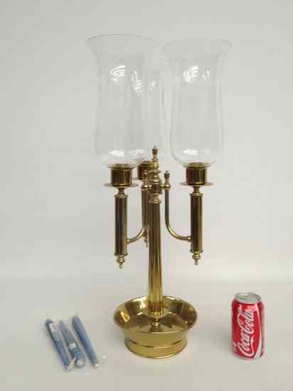 Appraisal: Decorative brass candle lamp with three shades