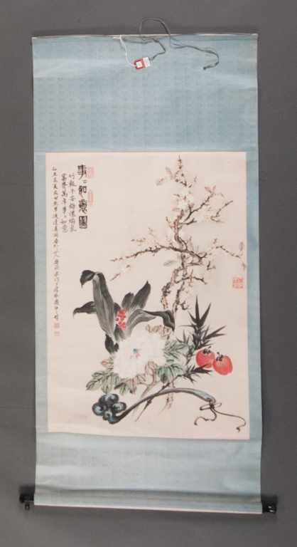 Appraisal: Chinese ink on rice paper scroll early th century depicting