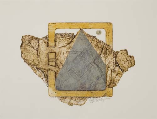 Appraisal: ALONZO DAVIS - Mental Space Pyramid Color collagraph - x