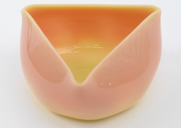 Appraisal: AMERICAN BURMESE ART GLASS BOWL tri-form in a shiny finish