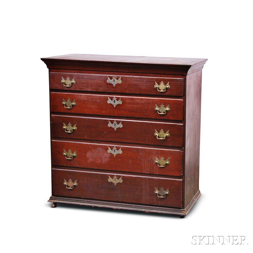 Appraisal: Queen Anne Cherry High Chest Top with molded cornice five