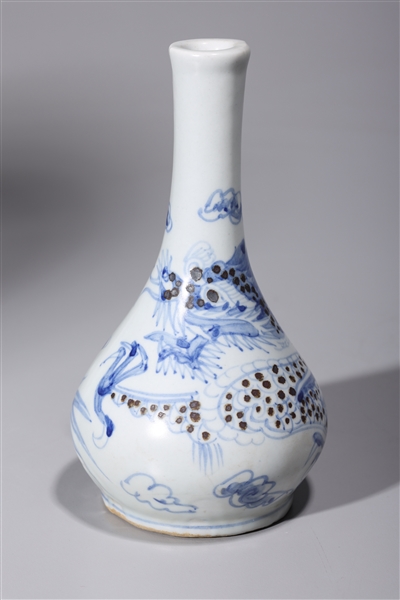 Appraisal: Korean blue red and white bottle vase with elaborate dragon