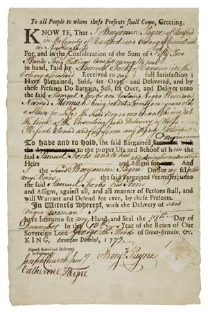 Appraisal: SLAVERY AND ABOLITION Partially Printed Document Bill of Sale for