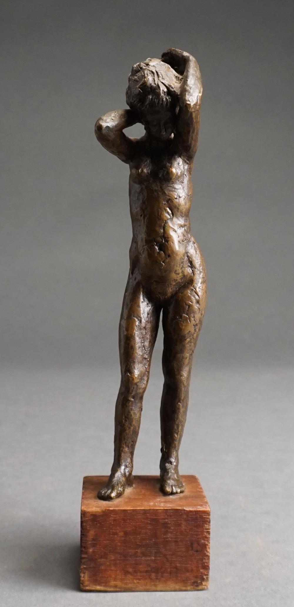 Appraisal: Bronze Figure of Standing Nude Woman on Wood Stand H