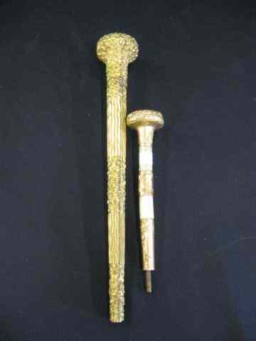 Appraisal: Victorian Gold Filled Parasol Handles elaborate with mother-of-pearl '' x