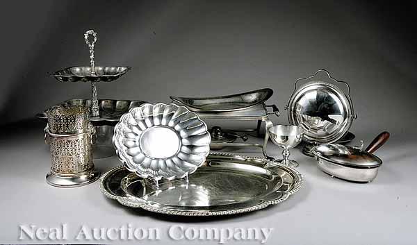 Appraisal: A Group of Misc Silverplate including buffet stands with burners