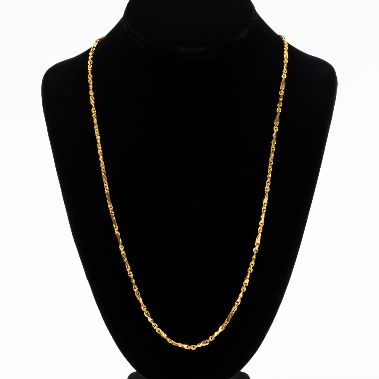 Appraisal: K YELLOW GOLD LINK BAR CHAIN K GOLD WASH Modern