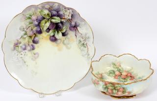 Appraisal: HAND PAINTED LIMOGES CHARGER AND BOWL D '' Circa