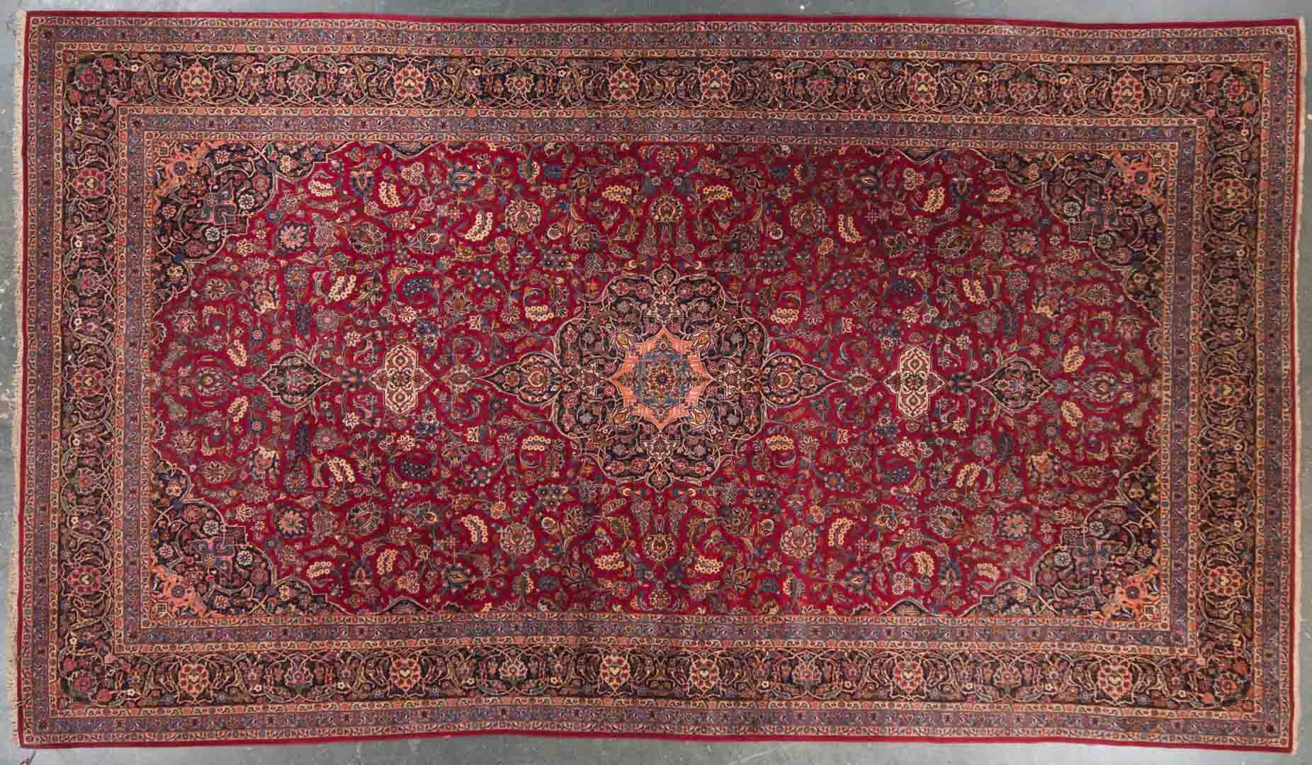 Appraisal: Semi-antique Keshan carpet approx x Iran circa