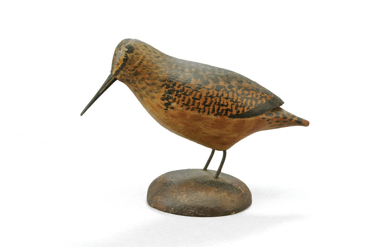 Appraisal: A ELMER CROWELL - CARVED AND PAINTED AMERICAN WOODCOCK CIRCA