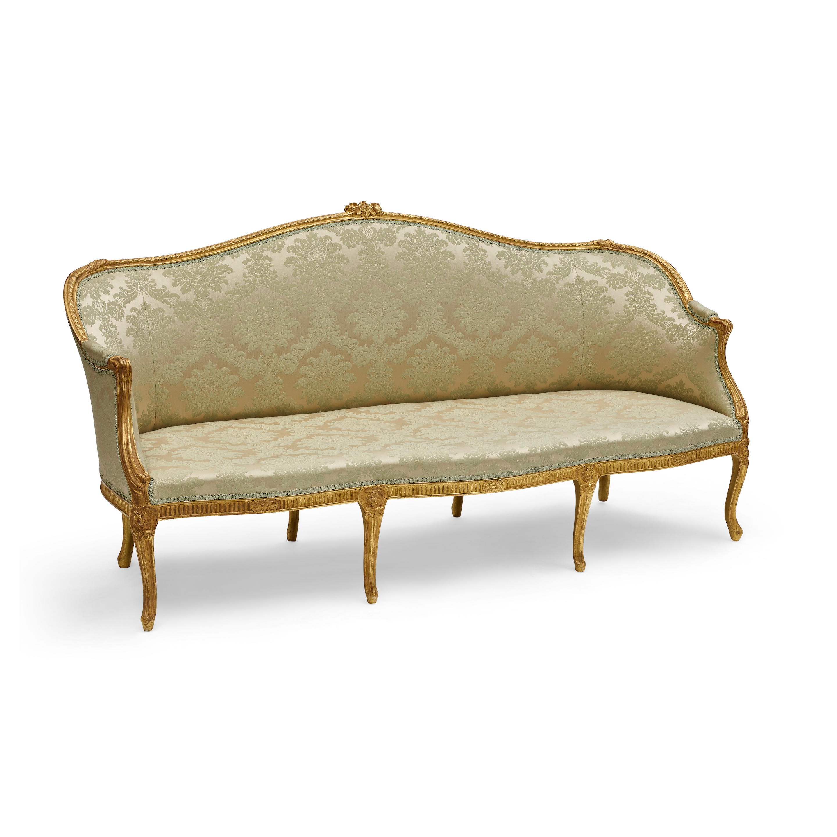 Appraisal: A GEORGE III GILTWOOD SETTEEIN THE CHIPPENDALE MANNER CIRCA In