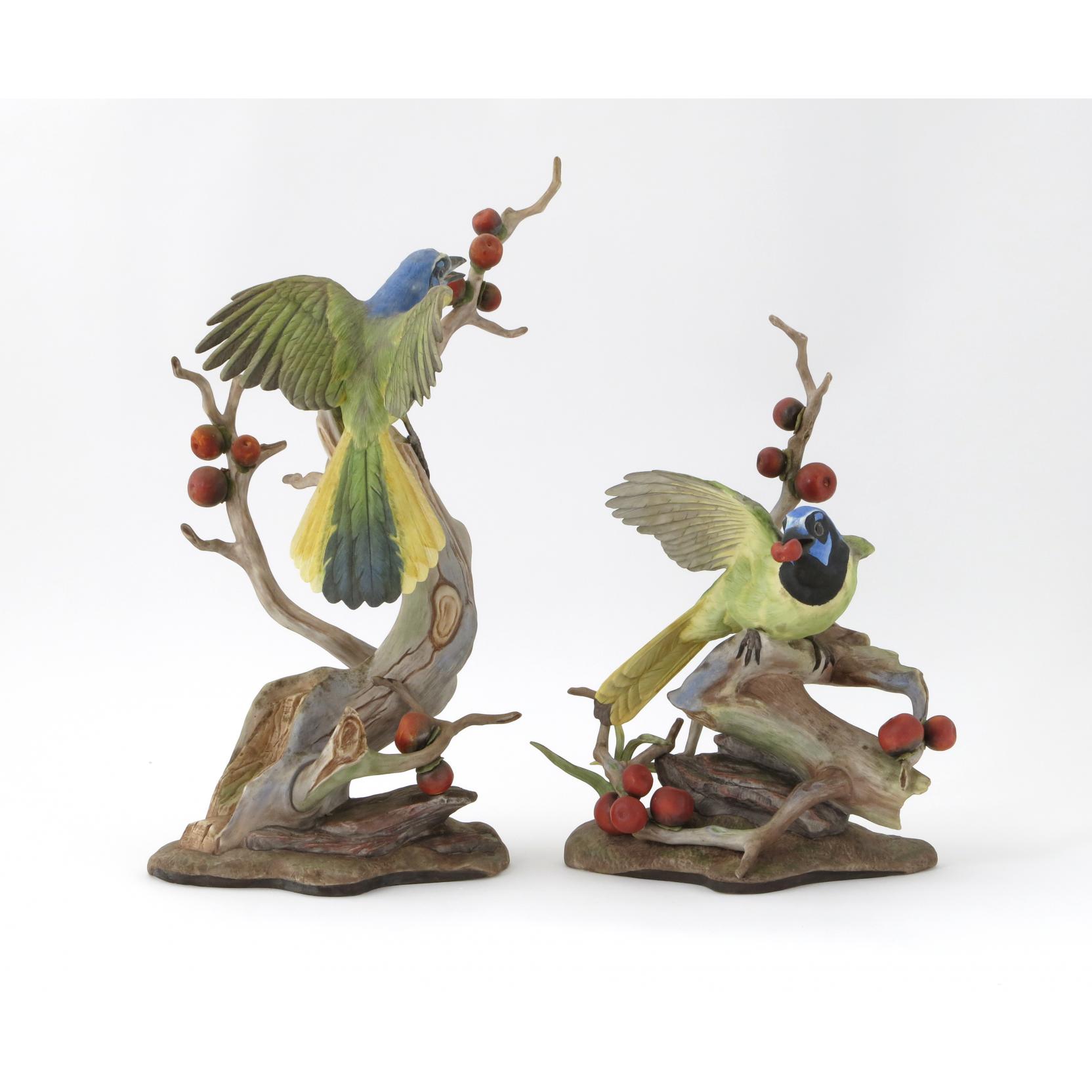 Appraisal: Boehm Porcelain Pair of Green Jays Figurals Limited Edition R