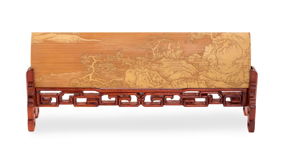 Appraisal: A Chinese Carved Bamboo Wrist Rest Length in cm A